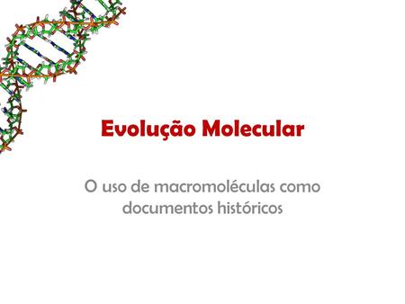 Evolução Molecular O uso de macromoléculas como documentos históricos.