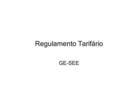 Regulamento Tarifário