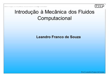 Introdução à Mecânica dos Fluidos Computacional Prof. Leandro Franco de Souza Leandro Franco de Souza Introdução à Mecânica dos Fluidos Computacional.