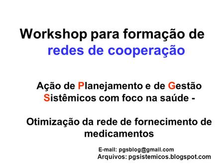 Workshop para formação de redes de cooperação
