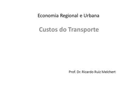 Economia Regional e Urbana