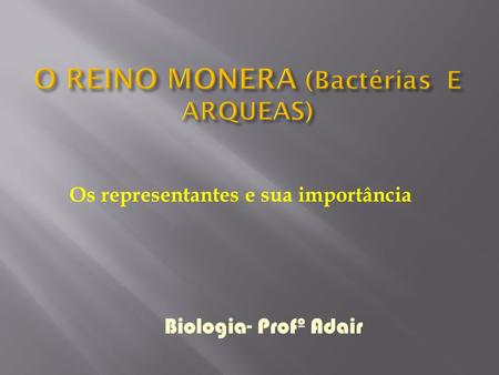 O REINO MONERA (Bactérias E ARQUEAS)
