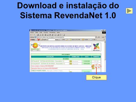 Download e instalação do Sistema RevendaNet 1.0 Clique.