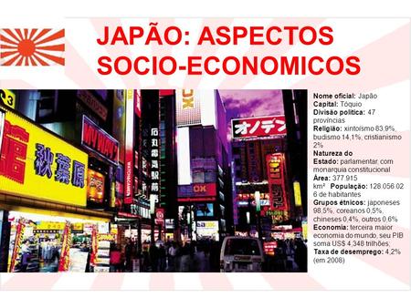 JAPÃO: ASPECTOS SOCIO-ECONOMICOS