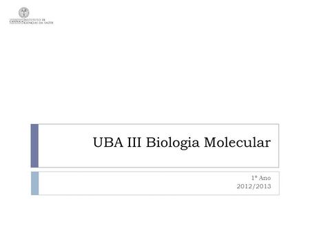 UBA III Biologia Molecular 1º Ano 2012/2013. Sumário 15 Nov 2012MJC - TP032 Apresentação das questões a preparar por cada grupo. Preparação das respostas.
