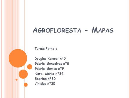 Agrofloresta - Mapas Turma Petra : Douglas Kamoei nº5