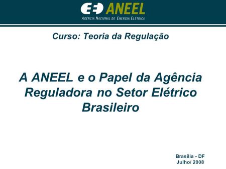 A ANEEL e o Papel da Agência Reguladora no Setor Elétrico Brasileiro