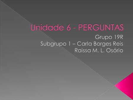 Grupo 19R Subgrupo 1 – Carla Borges Reis Raissa M. L. Osório