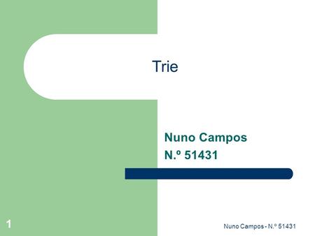 Trie Nuno Campos N.º 51431 Nuno Campos - N.º 51431.