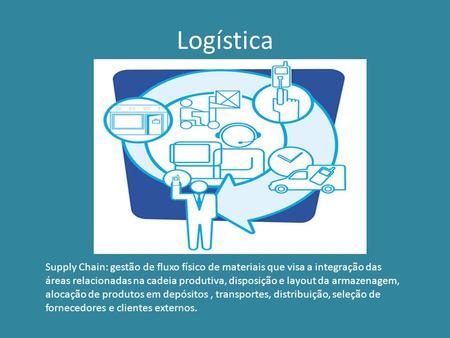 Logística Supply Chain: gestão de fluxo físico de materiais que visa a integração das áreas relacionadas na cadeia produtiva, disposição e layout da armazenagem,