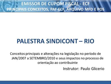 PALESTRA SINDICONT – RIO