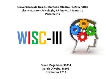 WISC-III Universidade de Trás-os-Montes e Alto Douro, 2012/2013