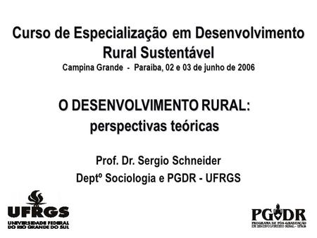 Curso de Especialização em Desenvolvimento Rural Sustentável