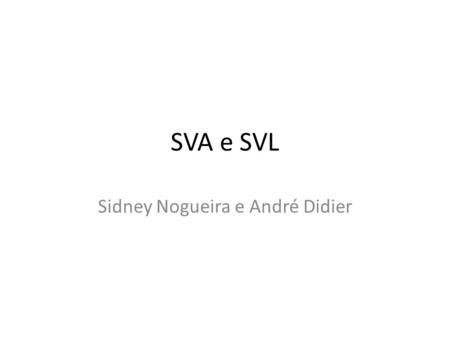 SVA e SVL Sidney Nogueira e André Didier. Roteiro Criar um algoritmo usando seções atômicas. Verificar as propriedades de seção crítica. – Usar diretiva.