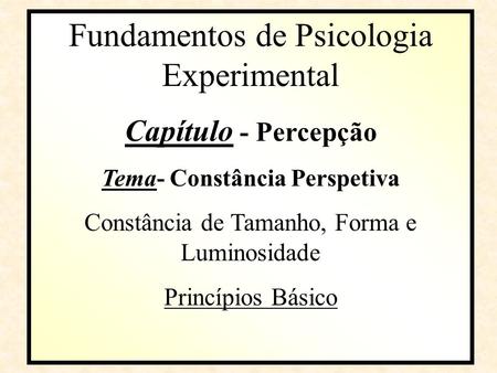 Fundamentos de Psicologia Experimental