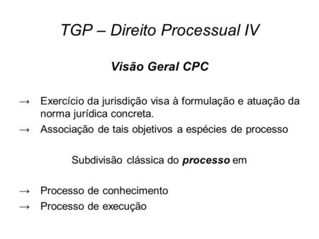 TGP – Direito Processual IV