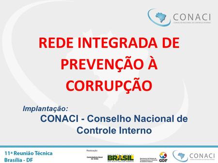 REDE INTEGRADA DE PREVENÇÃO À CORRUPÇÃO Implantação: CONACI - Conselho Nacional de Controle Interno.