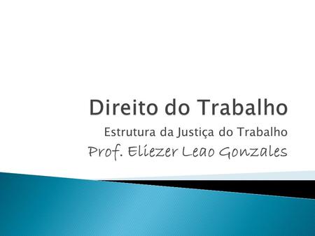 Estrutura da Justiça do Trabalho Prof. Eliezer Leao Gonzales
