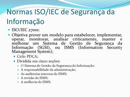 Normas ISO/IEC de Segurança da Informação