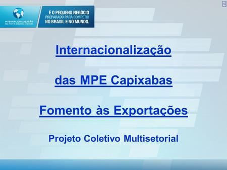 Internacionalização das MPE Capixabas Fomento às Exportações