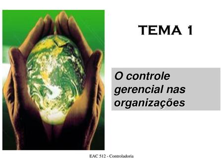 TEMA 1 O controle gerencial nas organizações EAC 512 - Controladoria.