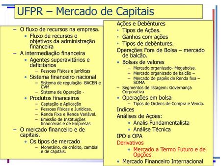 UFPR – Mercado de Capitais