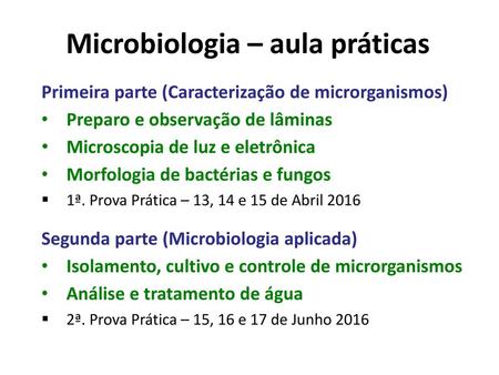 Microbiologia – aula práticas
