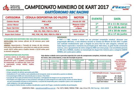 CAMPEONATO MINEIRO DE KART 2017