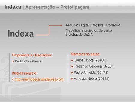 Indexa Indexa | Apresentação – Prototipagem