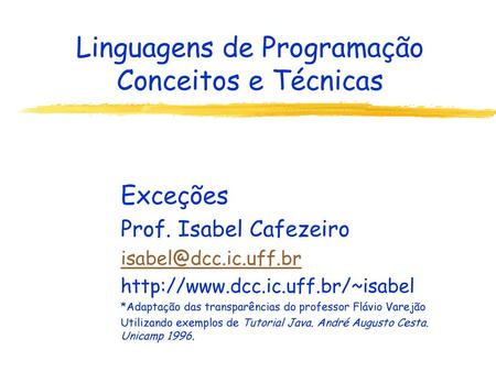 Linguagens de Programação Conceitos e Técnicas
