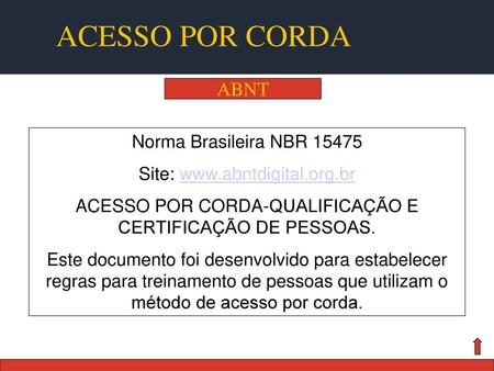 ACESSO POR CORDA ABNT Norma Brasileira NBR 15475
