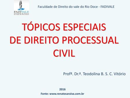 TÓPICOS ESPECIAIS DE DIREITO PROCESSUAL CIVIL