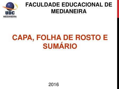 FACULDADE EDUCACIONAL DE MEDIANEIRA CAPA, FOLHA DE ROSTO E SUMÁRIO