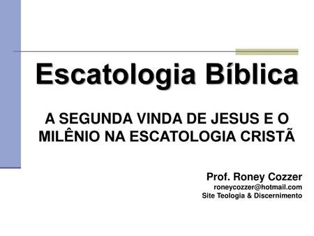 A SEGUNDA VINDA DE JESUS E O MILÊNIO NA ESCATOLOGIA CRISTÃ