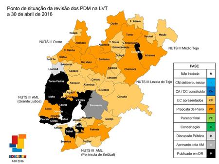Ponto de situação da revisão dos PDM na LVT a 30 de abril de 2016
