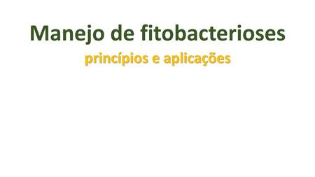 Manejo de fitobacterioses princípios e aplicações