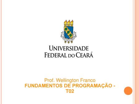 Prof. Wellington Franco FUNDAMENTOS DE PROGRAMAÇÃO - T02