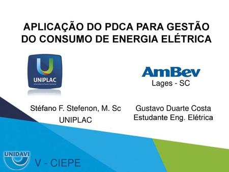 APLICAÇÃO DO PDCA PARA GESTÃO DO CONSUMO DE ENERGIA ELÉTRICA