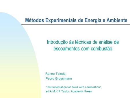 Métodos Experimentais de Energia e Ambiente