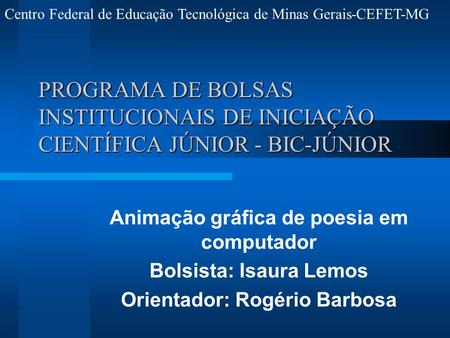 Centro Federal de Educação Tecnológica de Minas Gerais-CEFET-MG