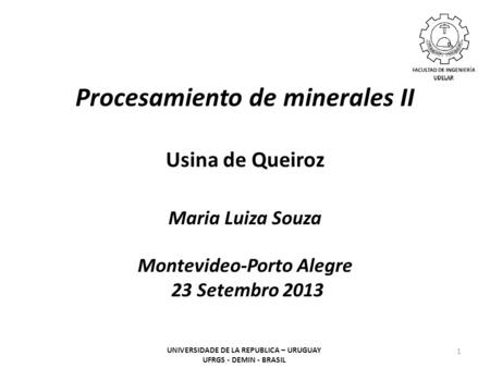 Procesamiento de minerales II Usina de Queiroz