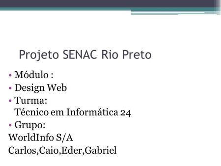 Projeto SENAC Rio Preto