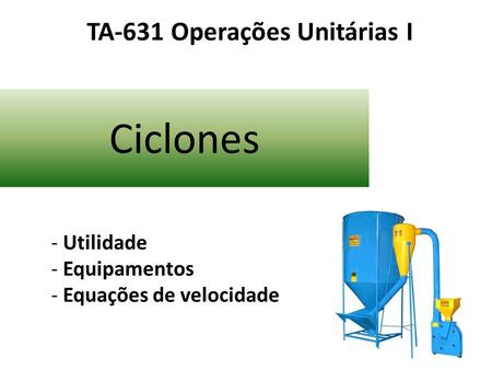 TA-631 Operações Unitárias I