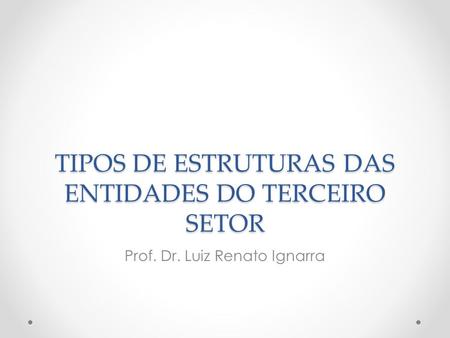 TIPOS DE ESTRUTURAS DAS ENTIDADES DO TERCEIRO SETOR