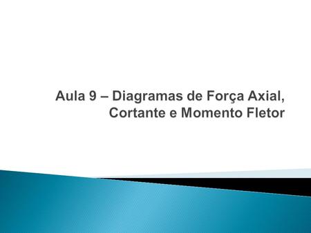 Aula 9 – Diagramas de Força Axial, Cortante e Momento Fletor