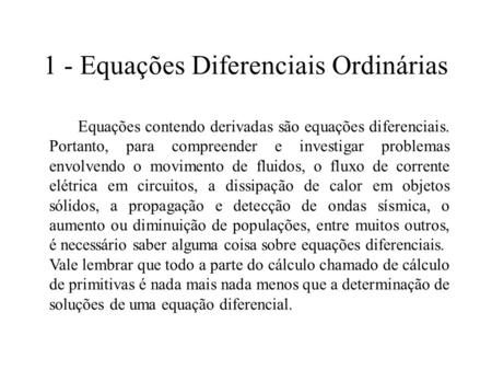 1 - Equações Diferenciais Ordinárias