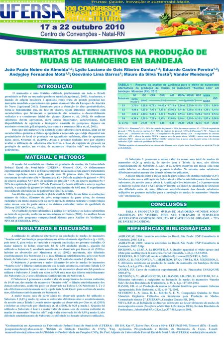 SUBSTRATOS ALTERNATIVOS NA PRODUÇÃO DE MUDAS DE MAMOEIRO EM BANDEJA