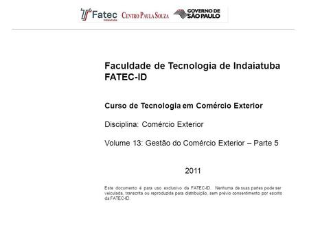 Faculdade de Tecnologia de Indaiatuba FATEC-ID
