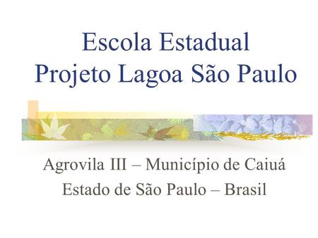 Escola Estadual Projeto Lagoa São Paulo