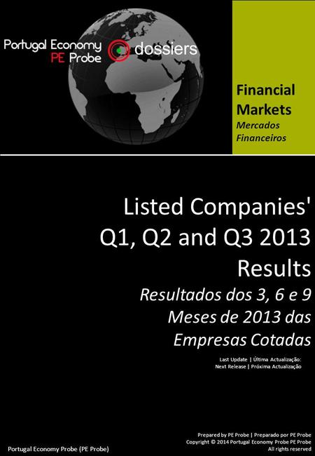 Capital Markets Overview / Mercados Financeiros Resumo Mercados Financeiros Listed Companies' Q1, Q2 and Q3 2013 Results Resultados dos 3, 6 e 9 Meses.